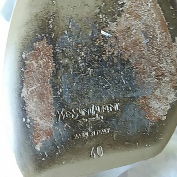 Vtg YSL Platform Pumps 9.5 taupe leather Italy Yves St Laurent Rive Gauche - Picture 5 of 12